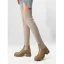 Fashion Brown Fall Winter Street Wear Sock Boots 2023 6 cm Thick Heels Round Toe Womens Boots