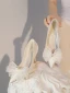 Eleganta Elfenben Pärla Rosett Satin Brudskor 2022 8 cm Stilettklackar Spetsiga Bröllop Pumps Högklackade