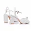 Elegante Weiß Perle Brautschuhe 2024 Hochzeit Knöchelriemen 9 cm Thick Heels Peeptoes Sandaletten Hochhackige