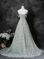 Chic / Belle Vert Cendré Appliques Floral Robe De Bal 2025 Princesse Bustier Sans Manches Dos Nu Train De Balayage Robe De Ceremonie