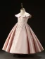 Vintage / Retro Blushing Pink Beading Sequins Satin Birthday Flower Girl Dresses 2024 Ball Gown Scoop Neck Sleeveless Backless Floor-Length / Long