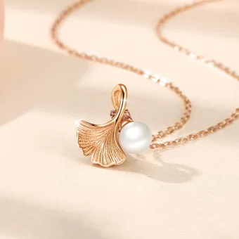 Chic Beautiful Rose Gold Pearl Leaf Sterling Silver Necklaces Accessories 2023