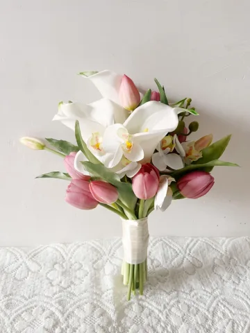 Chic Belle Rougissant Rose Fleur Bouquet De Mariée 2025