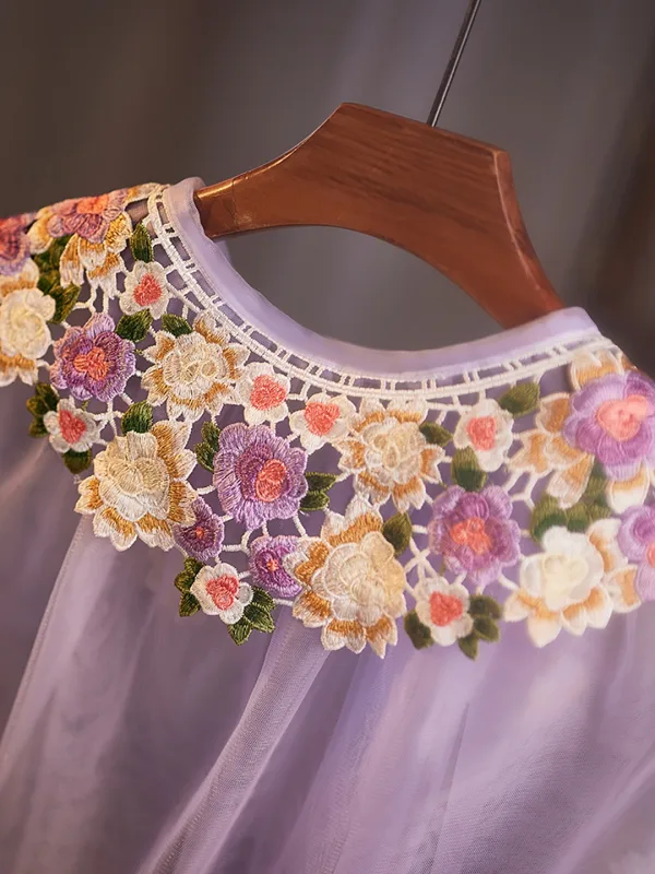 Blomma Fe Lavendel Spets Blomma Tyll sjal 2025