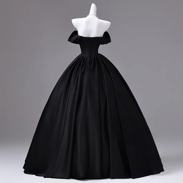 Style Audrey Hepburn Noire Faux Diamant Robe De Bal 2026 Princesse Sans Manches Dos Nu