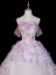 Flower Fairy Lavender Pearl Appliques Prom Dresses 2026 Ball Gown Off-The-Shoulder Short Sleeve Backless Tulle Floor-Length / Long Formal Dresses