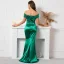 Chic / Beautiful Green Split Front Evening Dresses 2022 Trumpet / Mermaid Off-The-Shoulder Short Sleeve Backless Floor-Length / Long Evening Party Formal Dresses