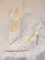 Elegant White Lace Wedding Shoes 2024 Wedding Leather 8 cm Stiletto Heels Pointed Toe Sandals High Heels