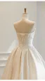 Elegant High-end Ivory Handmade  Beading Lace Flower Satin Wedding Dresses 2026 A-Line / Princess Strapless Sleeveless Backless Floor-Length / Long