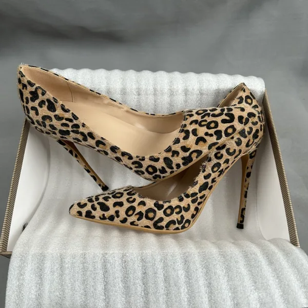 Fashion Brown Leopard Print Evening Party Pumps 2025 12 cm Stiletto Heels Pointed Toe High Heels
