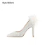 Scintillantes Charmant Beige Perle Paillettes Chaussure De Mariée 2023 Mariage 10 cm Talons Aiguilles À Bout Pointu Escarpins Talons Hauts