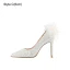Scintillantes Charmant Beige Perle Paillettes Chaussure De Mariée 2023 Mariage 10 cm Talons Aiguilles À Bout Pointu Escarpins Talons Hauts