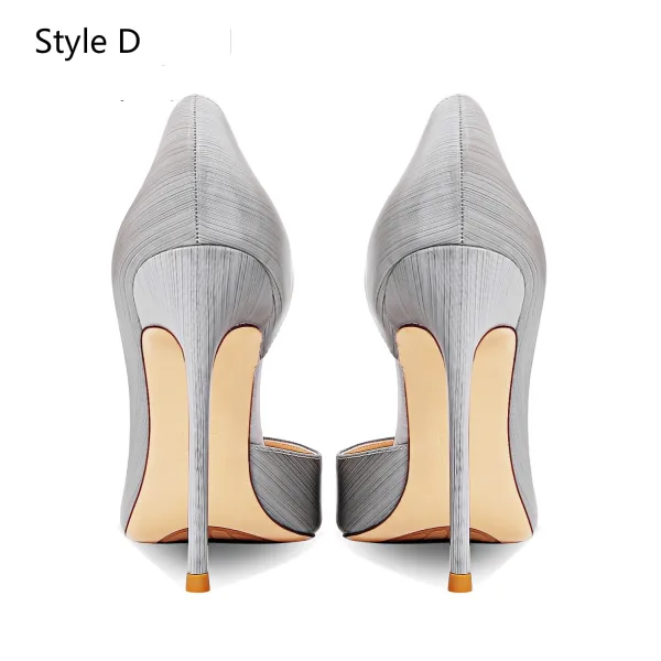 Charmant Argenté Soirée Escarpins 2026 Cuir 12 cm Talons Aiguilles À Bout Pointu Escarpins Talons Hauts