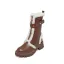Comfortable Brown Winter Street Wear Womens Boots 2024 Leather 5 cm Block Heels Round Toe Boots