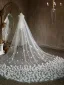 Luxury / Gorgeous White Handmade  Appliques Chapel Train 3.5 m Wedding Veils 2025