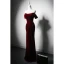 Modest / Simple Burgundy Velvet Evening Dresses 2024 Trumpet / Mermaid Off-The-Shoulder Short Sleeve Backless Floor-Length / Long Evening Party Formal Dresses