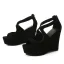 Schöne Rosa Sommer Freizeit Sandalen Damen 2022 Knöchelriemen 12 cm Keilabsatz Peeptoes Sandaletten