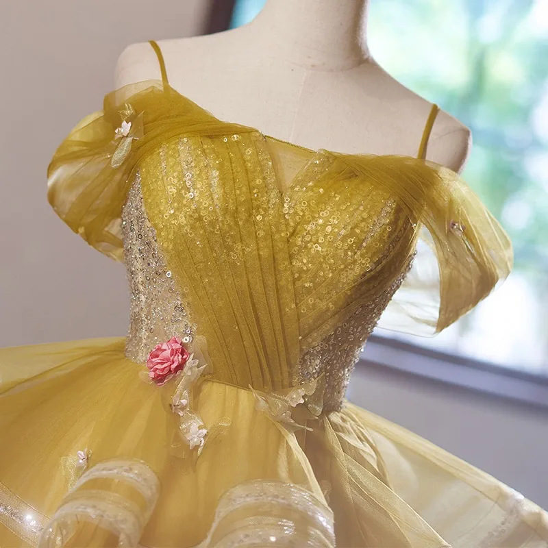 Fashion Yellow Sequins Appliques Short Homecoming Graduation Dresses Cocktail Dresses