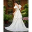 Vintage Weiß Satin Brautkleider / Hochzeitskleider 2023 A Linie V-Ausschnitt Geschwollenes Kurze Ärmel Rückenfreies Sweep / Pinsel Zug Hochzeit