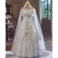 Vintage Weiß Spitze Blumen Satin Brautkleider / Hochzeitskleider 2024 A Linie Off Shoulder Kurze Ärmel Rückenfreies Lange Hochzeit