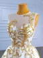 High-end White Pearl Sequins Asymmetrical Wedding Dresses 2022 A-Line / Princess Scoop Neck Sleeveless Wedding