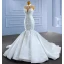 High-end White Trumpet / Mermaid Wedding Dresses 2022 High Neck Sleeveless Beading Rhinestone Tassel Pearl Lace Flower Chapel Train Wedding