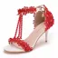 Charming Multi-Colors T-Strap Pearl Lace Flower Prom Womens Sandals 2024 7 cm Stiletto Heels Open / Peep Toe Sandals High Heels