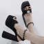 Fashion Black Cocktail Party Evening Party Rhinestone Womens Sandals 2023 Ankle Strap 14 cm Stiletto Heels Waterproof Open / Peep Toe Sandals High Heels