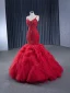 Haut de Gamme Rouge Fait main Perlage Paillettes Robe De Soirée 2024 Trompette / Sirène Bretelles Spaghetti Sans Manches Dos Nu Longue Soirée Robe De Ceremonie