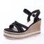 Moda Czarne Przypadkowy Warkocz Sandały Damskie 2023 Z Paskiem 9 cm Na Koturnie Peep Toe Sandały