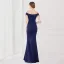 Sexy Black Satin Evening Dresses 2022 Trumpet / Mermaid Off-The-Shoulder Beading Tassel Sleeveless Backless Floor-Length / Long Evening Party Formal Dresses