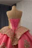High End Wassermelone Perlenstickerei Perle Pailletten Ballkleider 2025 Ballkleid Bandeau Ärmellos Rückenfreies Kapelle-Schleppe Ball Festliche Kleider