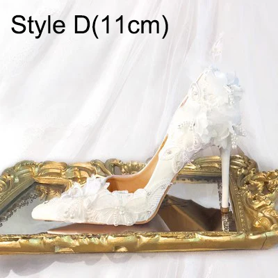 Sexy White Rhinestone Leather Wedding Shoes 2023 11 cm Stiletto Heels Pointed Toe Wedding Pumps High Heels