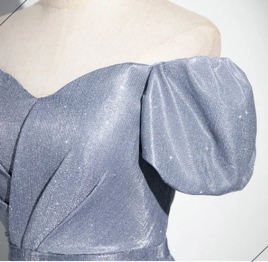 Chic / Beautiful Multi-Colors Grey Glitter Prom Dresses 2024 A-Line / Princess Square Neckline Short Sleeve Backless Floor-Length / Long Prom Formal Dresses