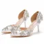 Charming White Rhinestone Wedding Shoes 2023 7 cm Stiletto Heels Pointed Toe Wedding High Heels