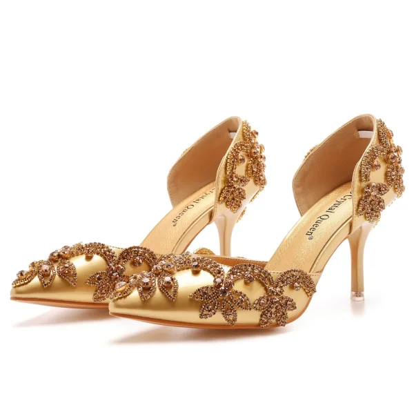 Charming White Rhinestone Wedding Shoes 2023 7 cm Stiletto Heels Pointed Toe Wedding High Heels
