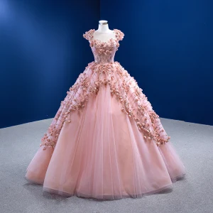 Fabulous Candy Pink Handmade Beading Appliques Prom Dresses 2022 Ball Gown Scoop Neck Sequins Sleeveless Backless Floor Length Long Prom Formal Dresses