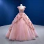 Fabulous Candy Pink Handmade  Beading Appliques Prom Dresses 2022 Ball Gown Scoop Neck Sequins Sleeveless Backless Floor-Length / Long Prom Formal Dresses