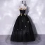 Classic Black Lace Flower Prom Dresses 2022 A-Line / Princess Spaghetti Straps Sleeveless Backless Floor-Length / Long Prom Formal Dresses