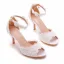 Sexy White Pearl Lace Flower Wedding Shoes 2023 Ankle Strap 7 cm Stiletto Heels Open / Peep Toe Wedding Sandals High Heels