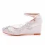 Élégant Blanche Faux Diamant En Dentelle Fleur Chaussure De Mariée 2023 5 cm Compensées À Bout Pointu Mariage Talons