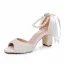 Elegante Beige Perle Knöchelriemen Schleife Brautschuhe 2024 7 cm Thick Heels Peeptoes Hochzeit Sandaletten Hochhackige