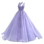 High End Charmant Lavendel Handgefertigt Perlenstickerei Pailletten Ballkleider 2023 Ballkleid Neckholder Ärmellos Rückenfreies Hof-Schleppe Ball Festliche Kleider