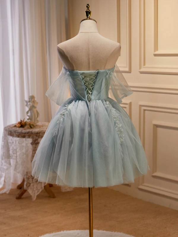 Sexy Sage Green Short Party Dresses 2023 A-Line / Princess Strapless Sleeveless Backless Beading Pearl Sequins Evening Party Party Dresses