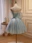 Sexy Sage Green Short Party Dresses 2023 A-Line / Princess Strapless Sleeveless Backless Beading Pearl Sequins Evening Party Party Dresses