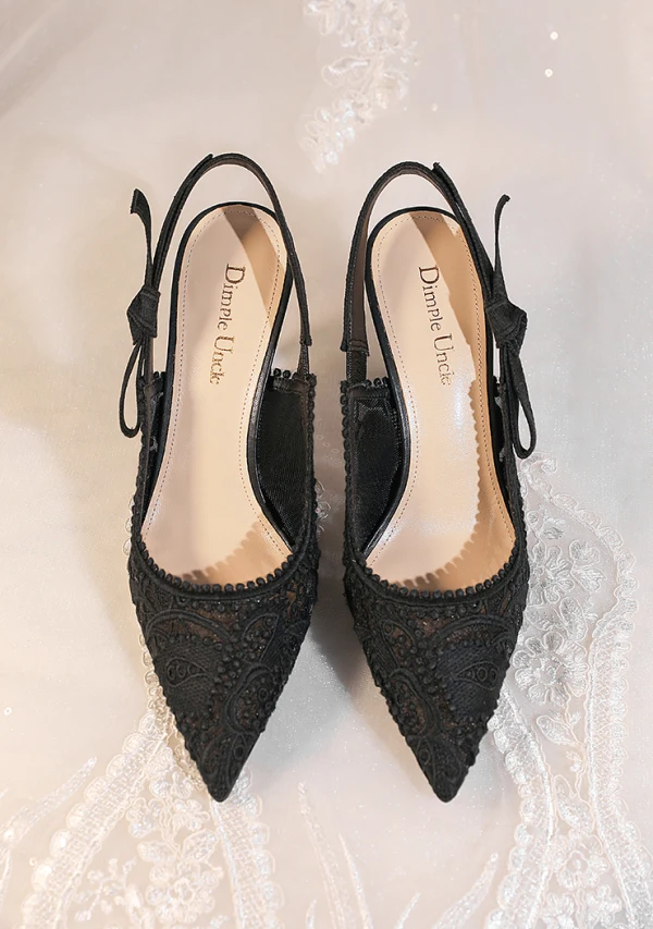 Elegant White Lace Wedding Shoes 2024 Wedding Leather 8 cm Stiletto Heels Pointed Toe Sandals High Heels