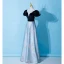Audrey Hepburn Style Black Velour Evening Dresses 2023 A-Line / Princess Square Neckline Short Sleeve Backless Floor-Length / Long Evening Party Formal Dresses