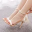 Élégant Blanche Perle Bride Cheville Noeud Soirée Sandales Femme 2023 10 cm Talons Aiguilles Talons Hauts Peep Toes / Bout Ouvert Sandales