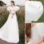Vintage / Retro White Satin Prom Dresses 2022 A-Line / Princess Square Neckline Puffy Short Sleeve Backless Court Train Prom Formal Dresses