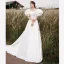Vintage / Retro White Satin Prom Dresses 2022 A-Line / Princess Square Neckline Puffy Short Sleeve Backless Court Train Prom Formal Dresses